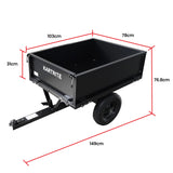 Kartrite Heavy Duty Dump Cart 270kg Capacity Pneumatic Tyres Quick Release Pedal Removable Tailgate Trailer for Garden