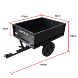 Kartrite Heavy Duty Dump Cart 270kg Capacity Pneumatic Tyres Quick Release Pedal Removable Tailgate Trailer for Garden - Side View