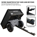 Kartrite Heavy Duty Dump Cart 270kg Capacity Pneumatic Tyres Quick Release Pedal Removable Tailgate Trailer for Garden - 45-Degree Angle
