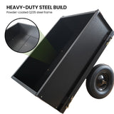 Kartrite Heavy Duty Dump Cart 270kg Capacity Pneumatic Tyres Quick Release Pedal Removable Tailgate Trailer for Garden - Close-Up Angle