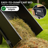 Kartrite Heavy Duty Dump Cart 270kg Capacity Pneumatic Tyres Quick Release Pedal Removable Tailgate Trailer for Garden - Extra Image
