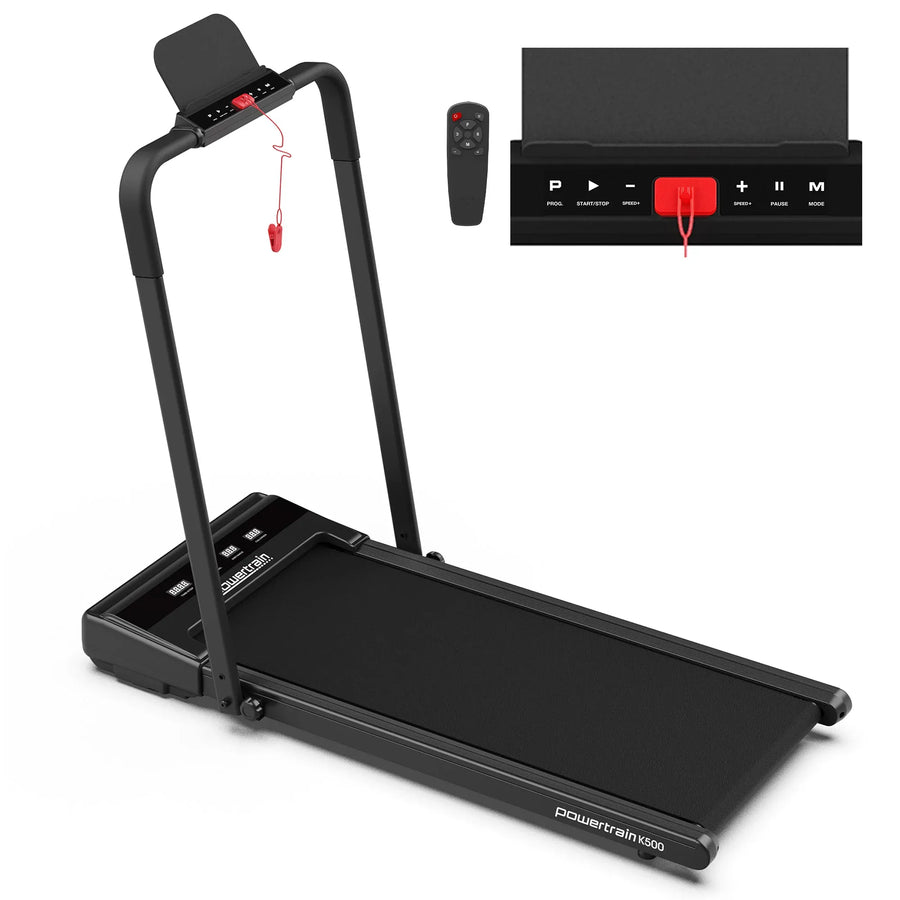 Powertrain K500 2-in-1 Foldable Under Desk Treadmill Walking Pad 2.5HP Electric Running Machine with Remote Home Gym