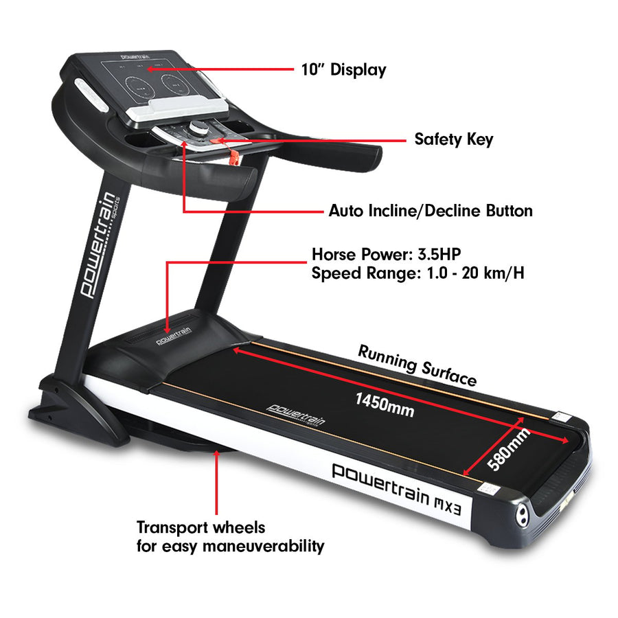 Powertrain MX3 Treadmill Performance Home Gym Cardio Machine, image 2