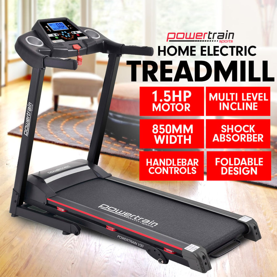 Powertrain V30 Foldable Treadmill Manual Incline Home Gym Cardio, Foldable