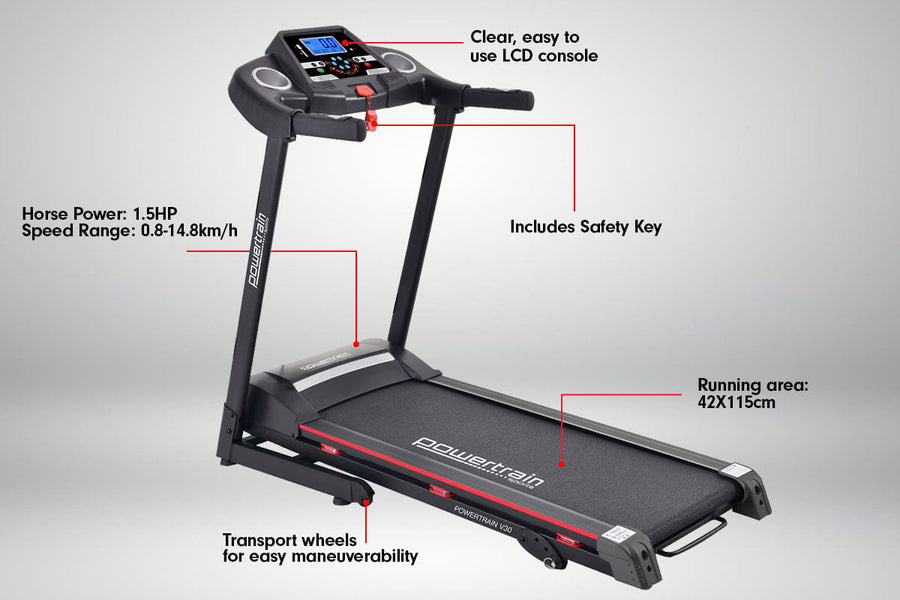 Powertrain V30 Foldable Treadmill Manual Incline Home Gym Cardio, image 9