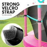 Kahuna 4.5ft Trampoline Round Free Safety Net Spring Pad Cover Mat Outdoor Green Pink - Close-Up Angle