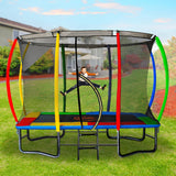 Kahuna 8ft x 11ft Rectangular Trampoline Rainbow Free Safety Net Spring Pad Cover Mat Ladder - Rear View