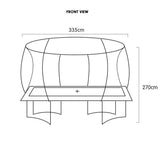 Kahuna 8ft x 11ft Outdoor Rectangular Rainbow Trampoline With Safety Enclosure And Basketball Hoop Set. - Top-Down View