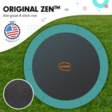 Kahuna 6ft Outdoor Round Green Trampoline With Safety Enclosure And Basketball Hoop Set - Side View