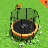 Kahuna Classic 6ft Outdoor Round Orange Trampoline Safety Enclosure And Basketball Hoop Set - Front View