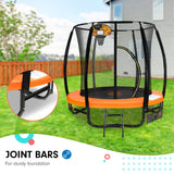 Kahuna Classic 6ft Outdoor Round Orange Trampoline Safety Enclosure And Basketball Hoop Set - Side View