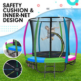 Kahuna 6ft Trampoline Round Free Pad Cover Spring Mat Net Safety Net Enclosure Rainbow - 45-Degree Angle