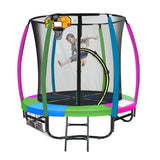 Kahuna Classic 6ft Trampoline Free Ladder Spring Mat Net Safety Pad Cover Round Enclosure Basketball Set - Rainbow - Top-Down View