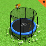 Kahuna 8ft Trampoline Safety Net Spring Pad Cover Mat Ladder Free Basketball Set - Front View