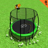 Kahuna 8ft  Trampoline Safety Net Spring Pad Cover Mat Ladder Free Basketball Set Green - Front View