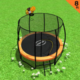 Kahuna 8ft Outdoor Orange Trampoline For Kids And Children Suited For Fitness Exercise Gymnastics With Safety Enclosure Basketball Hoop Set - Side View