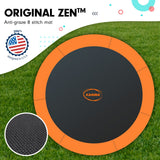 Kahuna 8ft Outdoor Orange Trampoline For Kids And Children Suited For Fitness Exercise Gymnastics With Safety Enclosure Basketball Hoop Set - Top-Down View