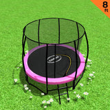 Kahuna 8ft Trampoline Free Ladder Spring Mat Net Safety Pad Cover Round Enclosure Pink - Front View