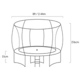 Kahuna 8ft Outdoor Trampoline Kids Children With Safety Enclosure Mat Pad Net Ladder Basketball Hoop Set - Purple - Side View