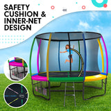 Kahuna 8ft Outdoor Rainbow Trampoline For Kids And Children Suited For Fitness Exercise Gymnastics With Safety Enclosure - Top-Down View