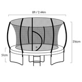 Kahuna 8ft Outdoor Trampoline Kids Children With Safety Enclosure Mat Pad Net Ladder Basketball Hoop Set - Rainbow - Low Angle