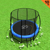 Kahuna 10ft Trampoline Free Ladder Spring Mat Net Safety Pad Cover Round Enclosure Blue - Front View