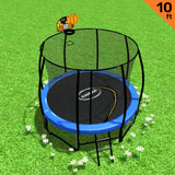 Kahuna 10ft Outdoor Trampoline With Safety Enclosure Pad Ladder Basketball Hoop Set Blue - Front View