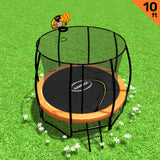 Kahuna 10ft Outdoor Trampoline Kids Children With Safety Enclosure Mat Pad Net Ladder Basketball Hoop Set - Orange - Front View