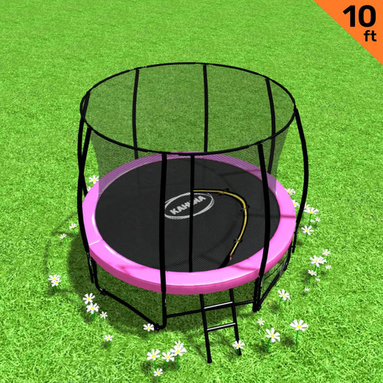 Kahuna 10ft Trampoline Free Ladder Spring Mat Net Safety Pad Cover Round Enclosure Pink