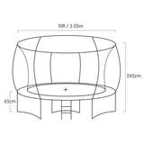 Kahuna 10ft Outdoor Trampoline With Safety Enclosure Pad Ladder Basketball Hoop Set Purple - Front View