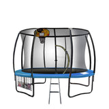 Kahuna 12ft Outdoor Trampoline Kids Children With Safety Enclosure Pad Mat Ladder Basketball Hoop Set - Blue - Front View