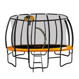 Kahuna 12ft Outdoor Trampoline Kids Children With Safety Enclosure Pad Mat Ladder Basketball Hoop Set - Orange - Front View