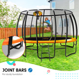 Kahuna 12ft Outdoor Trampoline Kids Children With Safety Enclosure Pad Mat Ladder Basketball Hoop Set - Orange - Side View
