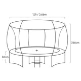 Kahuna 12ft Outdoor Trampoline Kids Children With Safety Enclosure Pad Mat Ladder Basketball Hoop Set - Orange - Extra Image