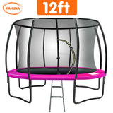 Kahuna 12ft Trampoline Free Ladder Spring Mat Net Safety Pad Cover Round Enclosure - Pink - Side View