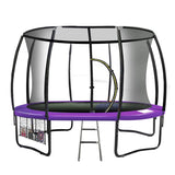 Kahuna 12ft Trampoline Free Ladder Spring Mat Net Safety Pad Cover Round Enclosure - Purple - Front View