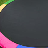 Kahuna 12ft Outdoor Trampoline Kids Children With Safety Enclosure Pad Mat Ladder Basketball Hoop Set - Rainbow - Close-Up Angle