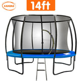 Kahuna 14ft Trampoline Free Ladder Spring Mat Net Safety Pad Cover Round Enclosure - Blue - Side View