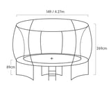 Kahuna 14ft Outdoor Trampoline Kids Children With Safety Enclosure Pad Mat Ladder Basketball Hoop Set - Blue - Front View