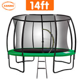 Kahuna 14ft Trampoline Free Ladder Spring Mat Net Safety Pad Cover Round Enclosure - Green - Side View