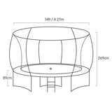 Kahuna 14ft Outdoor Trampoline Kids Children With Safety Enclosure Pad Mat Ladder Basketball Hoop Set - Purple - Front View