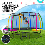 Kahuna 14ft Outdoor Trampoline Kids Children With Safety Enclosure Pad Mat Ladder Basketball Hoop Set - Rainbow - Top-Down View