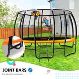 Kahuna 16ft Outdoor Trampoline Kids Children With Safety Enclosure Pad Mat Ladder Basketball Hoop Set - Orange - Side View