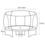 Kahuna 16ft Outdoor Trampoline Kids Children With Safety Enclosure Pad Mat Ladder Basketball Hoop Set - Purple - Front View