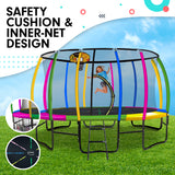 Kahuna 16ft Outdoor Trampoline Kids Children With Safety Enclosure Pad Mat Ladder Basketball Hoop Set - Rainbow - 45-Degree Angle