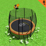 Kahuna 8ft Twister Springless Trampoline Round Free Safety Net Pad Mat with Basket Ball Set Orange - Front View
