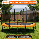 Kahuna 10ft Trampoline Twister Springless Safety Net Pad Mat with Basketball Set Orange