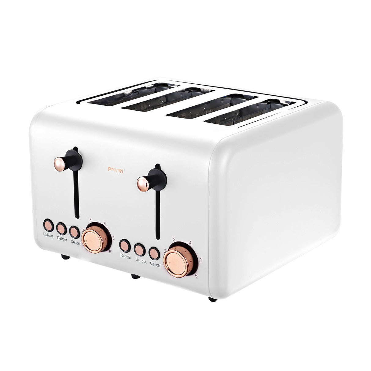 Rose Gold Elegance 4-Slice Toaster - White Finish