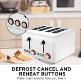 Rose Gold Elegance 4-Slice Toaster - White Finish - Top-Down View