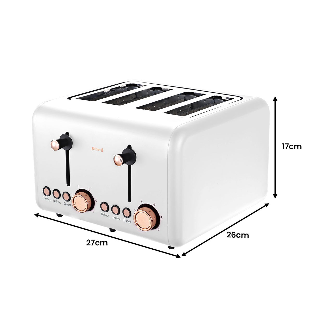 Rose Gold Elegance 4-Slice Toaster - White Finish